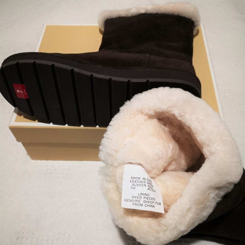 Michael Kors Signature Logo Suede Leather Boots Brown  Size 7M - Picture 4 of 4